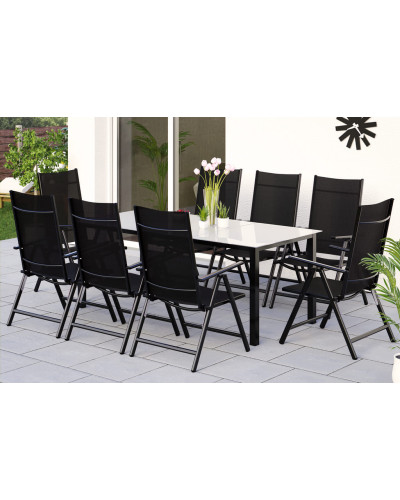 Gartenmöbel Set Alu 9-tlg. 8 Personen Sitzgruppe Bern